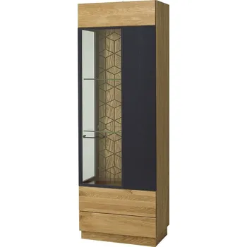 Knihovna Vitrína pravá Mosaic - Szynaka Meble Dub Medový / Černý Mat 67x196 cm