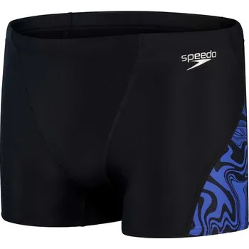 Pánské plavky Speedo Allover V-Cut Aquashort Black/Chroma Blue S - UK32