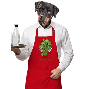 Kuchyňská zástěra Bastard 100% vegetarián zástěra Red