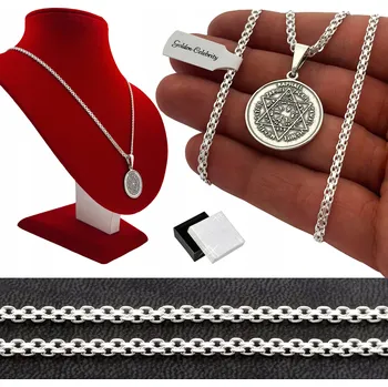 Řetízek STŘÍBRNÝ ŘETÍZEK PÁNSKÝ BISMARK + MEDAILON TALISMAN 7 ARCHANDĚLŮ STŘÍBRO 925