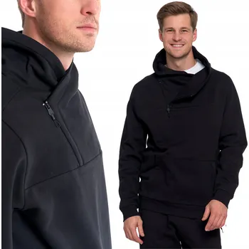 Pánská mikina Bavlněná zateplená tepláková Pánská Mikina s vysokým stojáčkem MORAJ Black XL