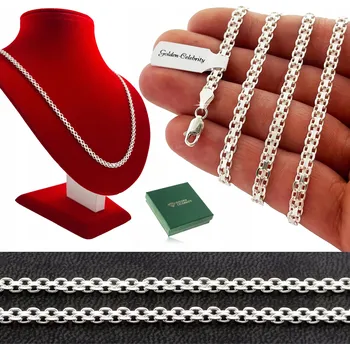 Řetízek STŘÍBRNÝ ŘETÍZEK PÁNSKÝ BISMARK 5 MM STŘÍBRO O RYZOSTI 925 SILNÝ SOLINDY+ZDARMA