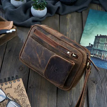 Kabelka Paolo Peruzzi pánská taštička do ruky T-56 hnědá