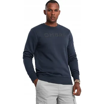 Pánská mikina Klasická pánská tepláková mikina s nápisem, tmavě modrá V3 OM-SSPS-0181 L