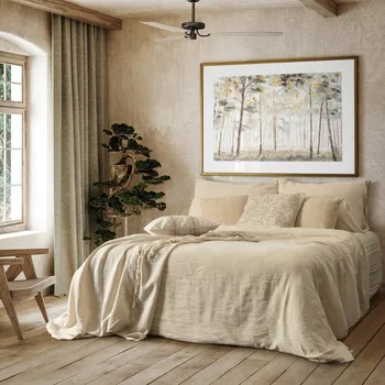 Povlečení Set povlečení 220x200 cm lněné a bavlněné krémové