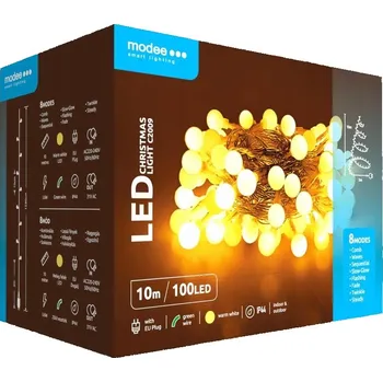 Vánoční dekorace Vánoční dekorativní světýlka Modee 10 m, teplá barva, 100 LED, ML-C2009, řetěz
