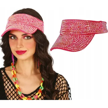 Čepice STŘÍŠKA na hlavu 80. léta RŮŽOVÁ s krystaly a flitry Čepice Disco Bal