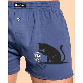 Trenýrky Bastard Kočka a sklenice pánské trenky Blue