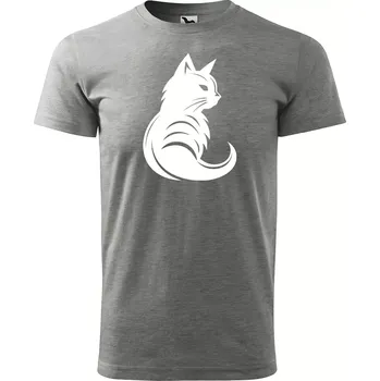Sablio Tričko s potiskem Kočka - šedé XXXL