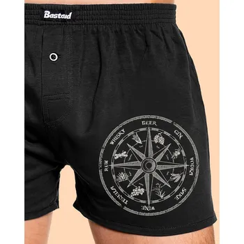 Trenýrky Bastard Alkoholický kompas pánské trenky Black