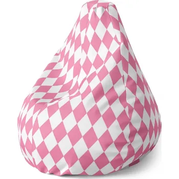 Sedací pytel Sablio Sedací vak Pear Růžovobílé kosočtverce - 70 x 95 x 15 cm