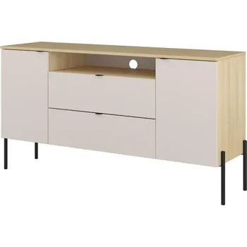 Komoda Televizní skříňka Ore dvoudveřová se dvěma zásuvkami - Helvetia Dub Lindberg / Kašmír 139.4x75 cm
