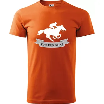 Pánské tričko Sablio Tričko s potiskem Žiju pro koně - oranžové 4XL