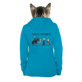 Dámská mikina Bastard Evoluce prezidentů dámská mikina na zip Blue Atol