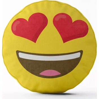 Polštář Sablio 3D polštář ve tvaru Smajlík srdce