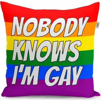 Polštář Sablio Polštář Nobody knows I'am gay: 40x40 cm