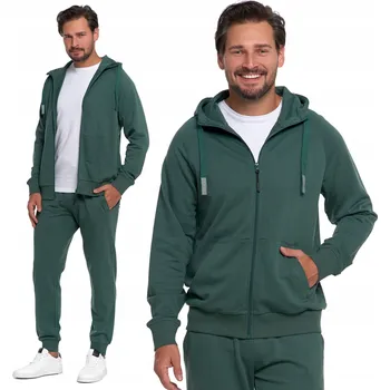 Pánská mikina PÁNSKÁ MIKINA ZIPEM, HLADKÁ, ZELENÁ, S KAPUCÍ BAVLNA STYLOVÁ BAVLNA, MORAJ 3XL