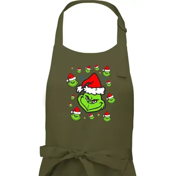 Kuchyňská zástěra Grinch Vánoční - Pánská zástěra na vaření - Univerzální velikost ( Khaki )