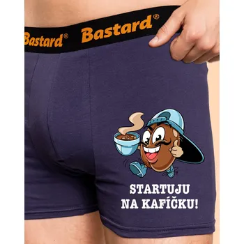 Pánské spodní prádlo Bastard Startuju na kafíčku boxerky Blue Navy