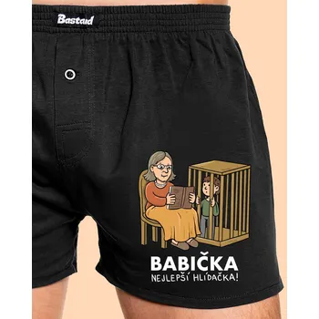 Trenýrky Bastard Babička hlídačka pánské trenky Black