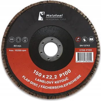 Brusný kotouč 5x Lamelový brusný kotouč Molatool Keramický 150 mm P100