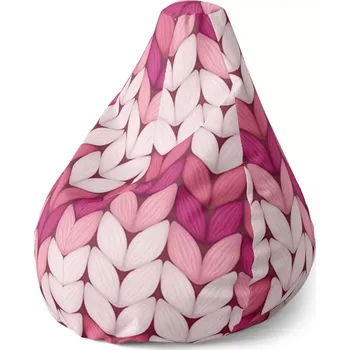 Sedací pytel Sablio Sedací vak Pear Tříbarevné růžové pletení - 70 x 95 x 15 cm