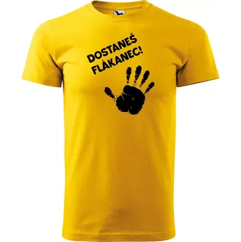 Pánské tričko Sablio Tričko s potiskem Dostaneš flákanec - žluté M