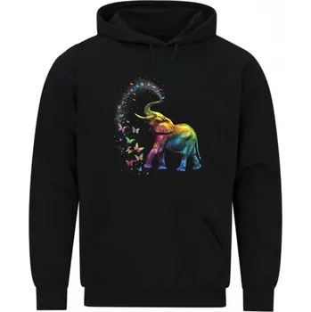 Pánská mikina Pánská mikina Kouzelný Sloní Chobot plný Motýlů (Velikost: 5XL, Barva: Černá)