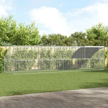 Klec na kuřata Stříbrná 800 x 200 x 198.5 cm Pozinkovaná ocel Stříbrná3368324