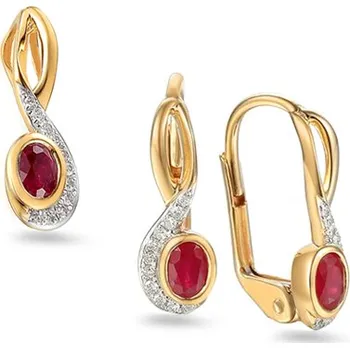 Souprava šperků Elegantní rubínová souprava 0,72 ct s brilianty, 14K IZBR101RS + dárkové balení LUXUS zdarma