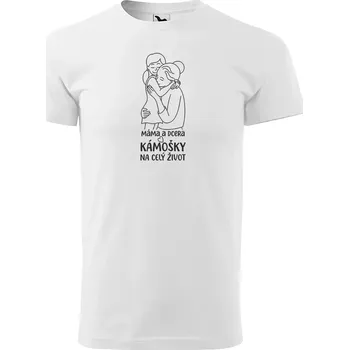 Sablio Tričko s potiskem Máma a dcera, kámošky na celý život - bílé 3XL