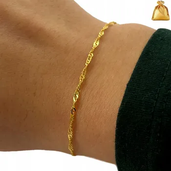 Náramek KRÁSNÝ ZLATÝ DÁMSKÝ NÁRAMEK SINGAPUR ZAKROUCENÝ POZLÁCENÝ STŘÍBRO 925 20cm