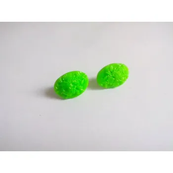 Náušnice Fimo náušnice - květina - neonově zelená