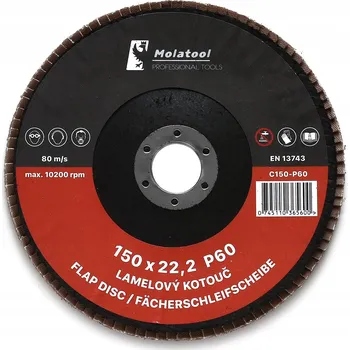 Brusný kotouč 5x Lamelový brusný kotouč Molatool Keramický 150 mm P60