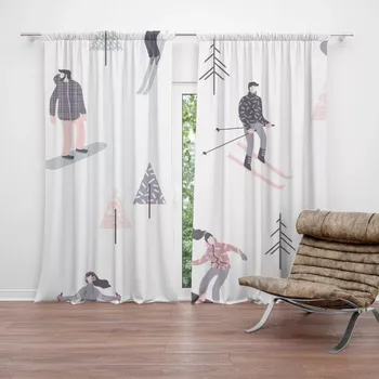 Závěs Sablio Závěs Lyžaři: 2ks 140x250cm