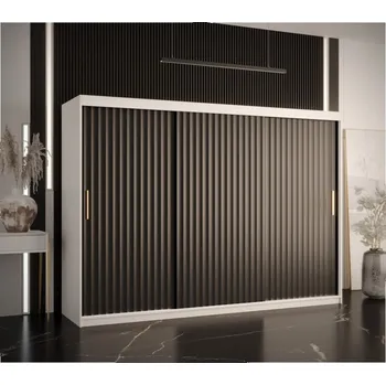 Šatní skříň Šatní skříň s posuvnými dveřmi Riflo Wave 1 250 - Abiks Meble Bílý mat / Černý mat 250x200 cm