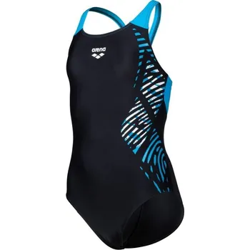 Dívčí plavky Arena Vortex Swimsuit V Back Girl Navy/Soft Green 116cm