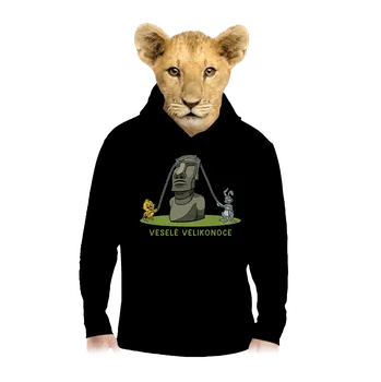 Chlapecká mikina Bastard Velikonoční Moai dětská mikina klokanka Black