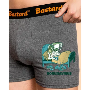 Trenýrky Bastard Korunavirus v posteli boxerky Gray Melange