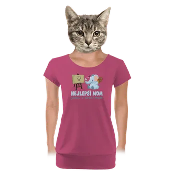 Dámské tričko Bastard Nejlepší mom dámské tričko s lemem Magenta