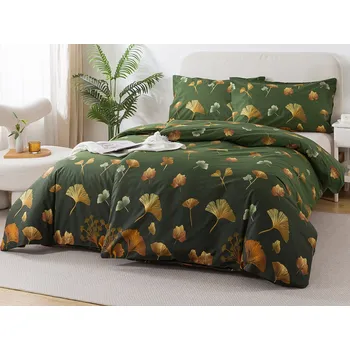 Povlečení XPOSE® Bavlněné Renforcé povlečení GINKO - zelené 140x200 cm, 70x90 cm, Bavlna RENFORCÉ + Prodloužená možnost vrácení zboží do 50 dnů