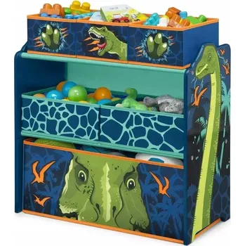 úložný prostor na hračky DINOSAUŘI REGÁL POJÍZDNY S ÚLOŽNÝMI BOXAMI ORGANIZÉR NA HRAČKY PRO DĚTI
