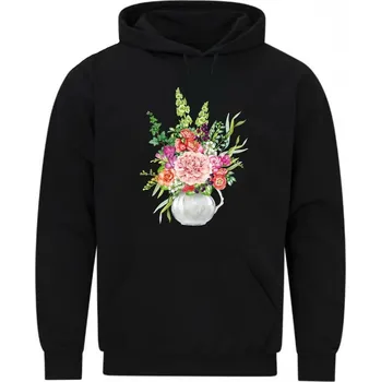 Pánská mikina Pánská mikina Zahradní Váza z Květin (Velikost: 5XL, Barva: Černá)
