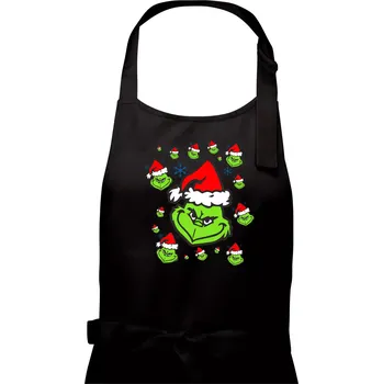 Kuchyňská zástěra Grinch Vánoční - Dámská zástěra na vaření - Univerzální velikost ( Černá )