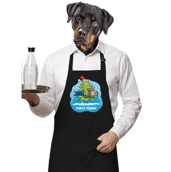 Kuchyňská zástěra Bastard Veselé Vánoce zástěra Black