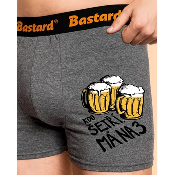 Trenýrky Bastard Kdo šetří, má na tři boxerky Gray Melange