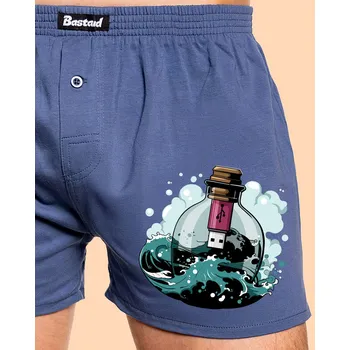 Trenýrky Bastard USB vzkaz v láhvi pánské trenky Blue