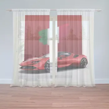 Záclona Sablio Záclony Ferrari Italská vlajka na červeném bloku: 2ks 150x250cm