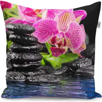 Polštář Sablio Polštář Orchidej na kamenech - 50x50 cm
