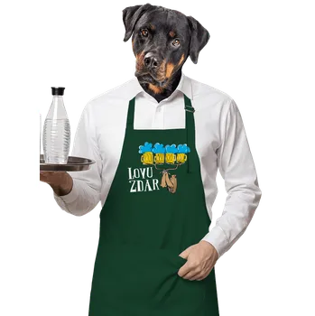 Kuchyňská zástěra Bastard Lovu zdar zástěra Bottle Green